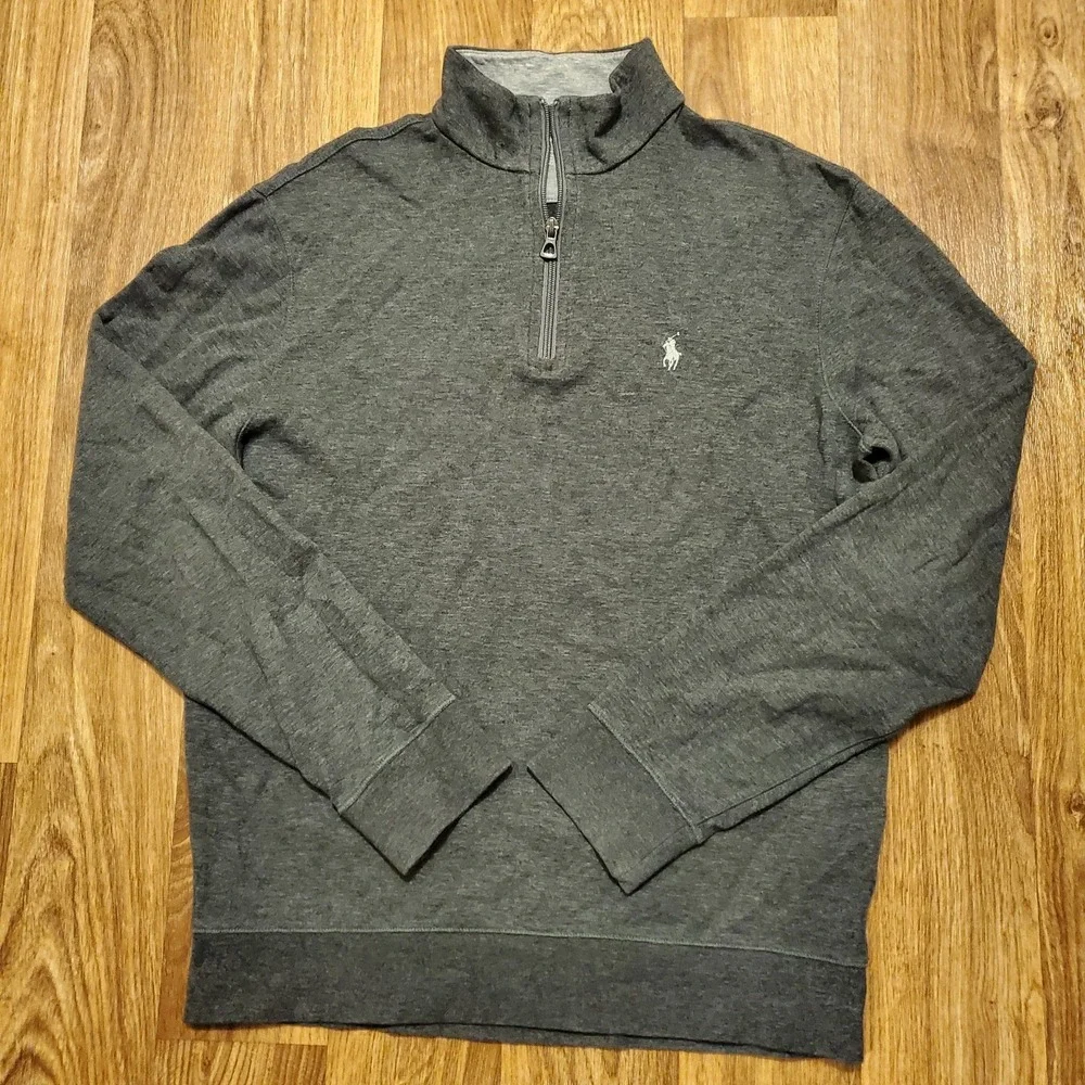 Polo Ralph Lauren Sweater Men Small Gray Half Zip Pullover Casual‎ Preppy